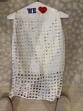 Banana Republic White Eyelet Midi Skirt